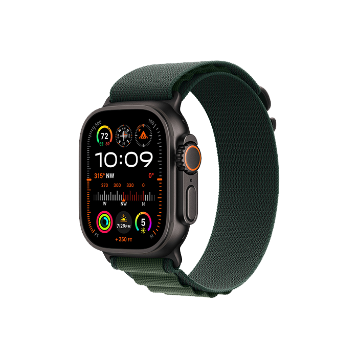 Watch Apple Watch Ultra 2 (2024) LTE 49mm Black Titanium Case with Alpine Loop M - Dark Green