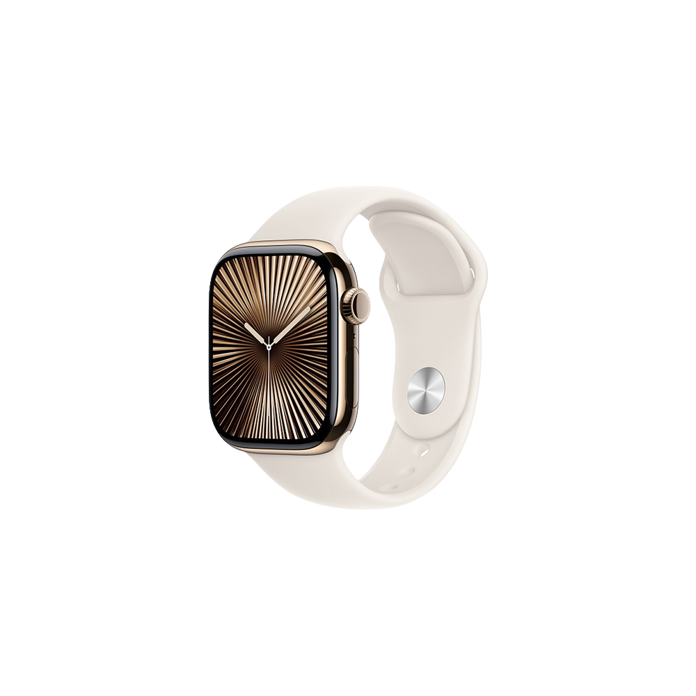 Watch Apple Watch Series 10 GPS + Cellular 46mm Gold Titanium Case with Sport Band M/L - Starlight