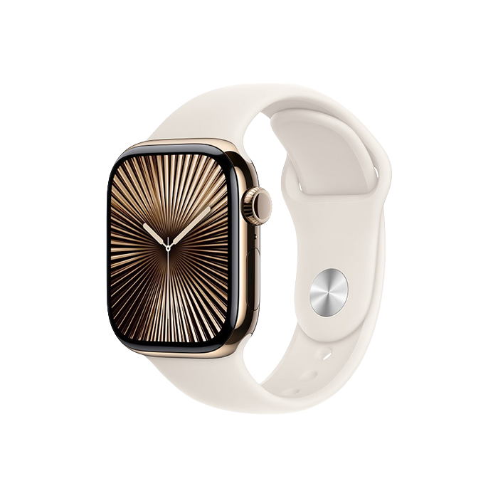 Watch Apple Watch Series 10 GPS + Cellular 46mm Gold Titanium Case with Sport Band M/L - Starlight