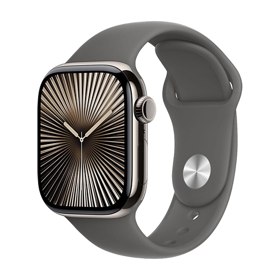 Watch Apple Watch Series 10 GPS + Cellular 46mm Natural Titanium Case with Sport Band M/L - Stone Grey