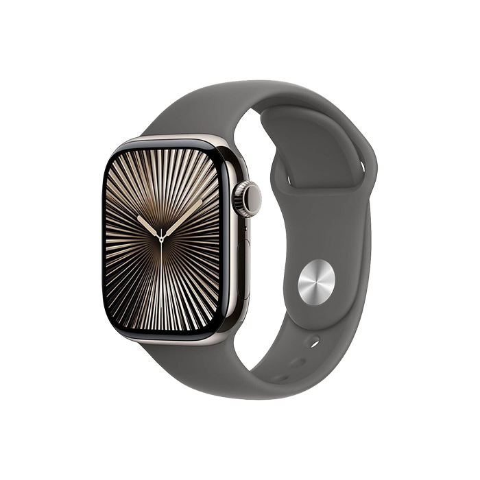 Watch Apple Watch Series 10 GPS + Cellular 46mm Natural Titanium Case with Sport Band M/L - Stone Grey